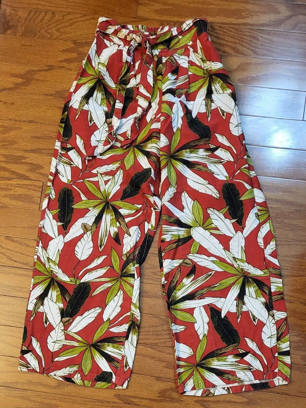 Japna Womens Pants Tropical Pattern Wide Leg Pull On SIze Small